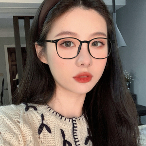 韩国方形纯黑色眼镜框ins风配度数近视镜加散光超轻学生眼镜方脸