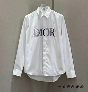 dior/迪奥 22胸前刺绣花卉字母logo印花衬衫经典男女同款休闲衬衣