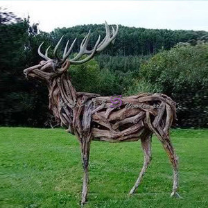 户外木艺风化木驯鹿动物雕塑室内外别墅绿地园林园艺景观装饰装置