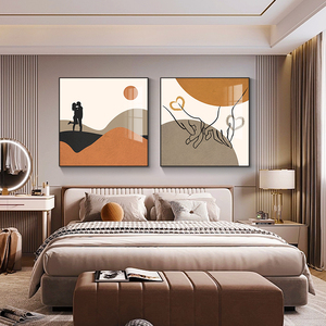 卧室装饰画北欧ins风床头挂画抽象简约艺术画主卧房间背景墙壁画