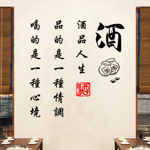 酒文化酒字玻璃门贴纸店铺装饰布置酒馆酒庄饭店橱窗背景墙贴文字