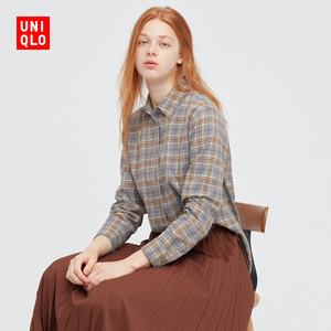 优衣库 女装 法兰绒格子衬衫(长袖休闲) 439740 uniqlo