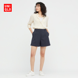 优衣库聪明裤 女装 短裤 (条纹 通勤 休闲)  452076 uniqlo