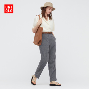 优衣库 女装 麻棉窄口裤( 夏季 休闲时尚 轻薄透气)436705uniqlo