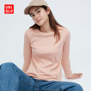 优衣库 女装 柔滑弹力棉质圆领t恤(长袖上衣打底衫) 455721uniqlo
