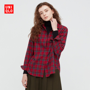 优衣库 女装 法兰绒格子衬衫(长袖休闲) 441146 uniqlo