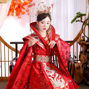 汉服女婚服凤冠霞帔齐地皇后古装中式秀禾周制婚礼秋冬宫廷演出服