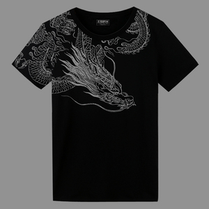 龙图案t恤短袖中国风冰丝速干过肩龙半截袖夏季打底衫2022款体恤