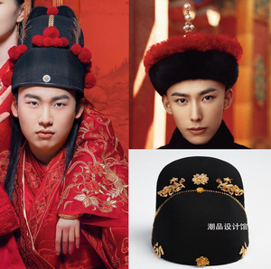 明制乌纱翼善冠如懿传男士飞鱼汉服帽新郎帽锦衣卫皇帝龙赘婿帽子