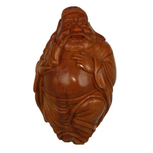 苏工名家精品橄榄核雕单粒大师孙建忠款财神