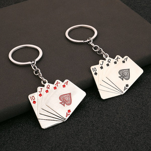 微型仿真扑克牌金属钥匙挂件钥匙圈配饰创意个性小礼品赠品礼品
