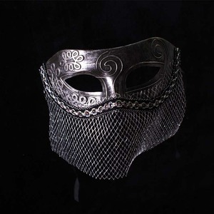 威尼斯银色面纱男士唱歌面具万圣节派对成人复古风化妆舞会假面罩