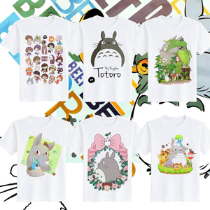日系动漫周边宫崎骏Totoro 龙猫图案男女儿童可爱卡通T恤衫衣服
