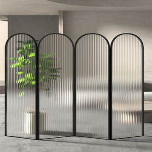 北欧推拉长虹玻璃屏可风折叠移动折屏家用玄关隔断会所办公庶档