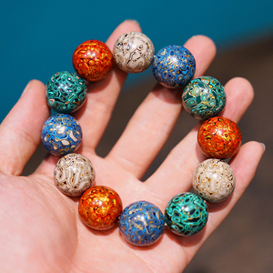 大漆手串脱胎漆檀木佛珠彰髹diy配饰饰品散珠手工艺漆器手镯0283