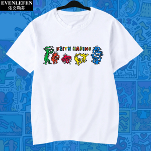 凯斯哈林美国涂鸦艺术家keith haring短袖t恤衫男女纯棉半袖衣服