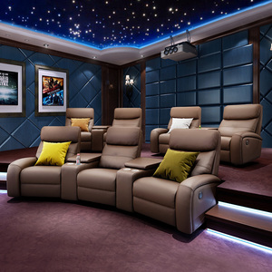 家庭影院沙发影音室影视厅电动功能弧形真皮沙发私人别墅客厅组合