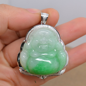 金生缘玉佛镶嵌款式 18k金镶嵌翡翠吊坠佛公包边加工定制设计
