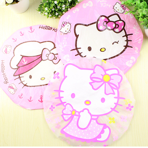 9元包邮 kitty猫可爱卡通防水浴帽 弹性非一次性洗澡浴帽