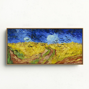 乌鸦群飞的麦田梵高印刷喷绘画客厅卧室沙发背景装饰画床头画挂画