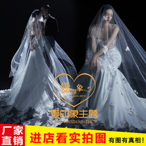 影楼室内光影主题服装极简韩式婚纱摄影写真拍照高定蕾丝吊带礼服