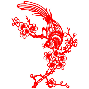 fb22 吉祥花鸟窗花剪纸贴新年春节喜庆玻璃贴装裱贴【喜鹊登梅】