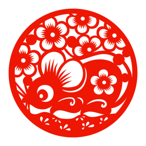 d881老鼠十二生肖学校幼儿园纸质贴纸动物镂空窗花剪纸装饰画成品