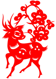 de92梅花鹿动物窗花 不干胶等三种材质制作 镂空 刻纸剪纸成品