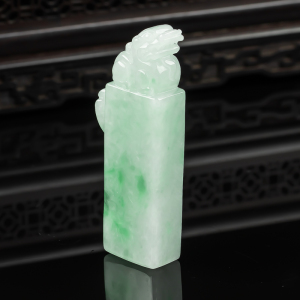 水润 飘绿 仿古 如意 麒麟 印章 摆件 正品天然a货翡翠玉石 77