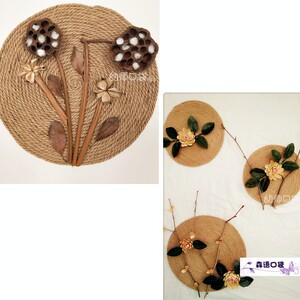 幼师口袋新品壁饰复古麻绳圆盘幼儿园墙面装饰diy手工材料壁挂板