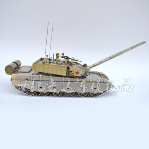 39军事战车99大改坦克模型古铜色合金仿真成品静态1:26纪念品摆件