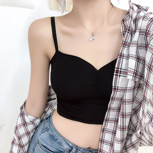 韩版气质纯色少女内衣潮露肩吊带交叉美背小背心裹胸打底抹胸上衣