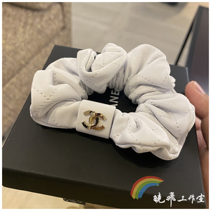 【现货】正品 chanel香奈儿头绳 21k新黑白色真皮大肠双c发圈发饰