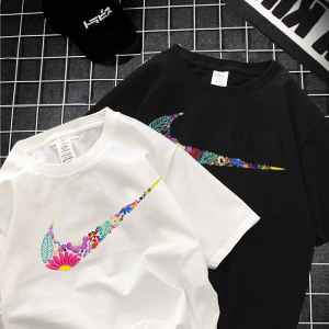 手工diy刺绣材料包短袖纯棉对勾宇航员情侣装t恤情人节送男友礼物