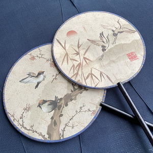 醉清风古风团扇汉服舞蹈双面团扇长柄流苏古典女跳舞扇圆扇中国风