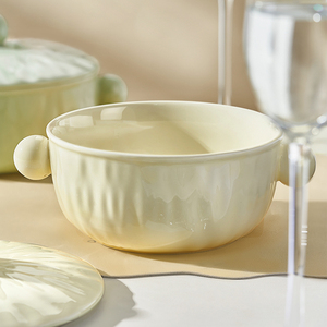 双耳汤碗大号家用2024新款陶瓷大碗汤面碗高颜值盛汤盆带盖泡面碗