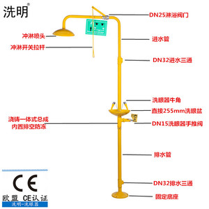 验厂洗眼器碳钢喷abs复合式洗眼器喷淋双口洗眼器 紧急冲淋洗眼器