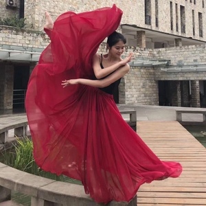 新疆舞古典舞演出服女半身长裙仙大摆裙飘逸现代芭蕾舞蹈雪纺百搭