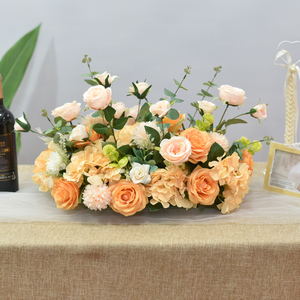 酒店餐厅长餐桌摆花仿真花生日宴会商务会议台花桌面装饰绢花摆设