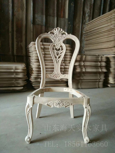欧式实木雕花餐厅椅子毛坯桦木橡木椅子白胚原木实木餐椅白坯白茬