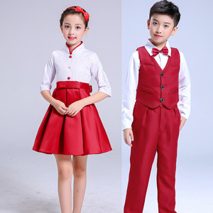 演出服男女童小学生大合唱团幼儿园舞蹈服表演服手语舞台服装长袖
