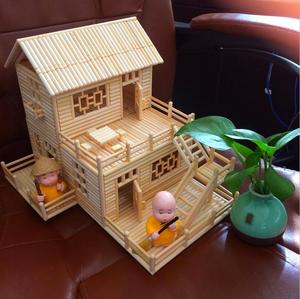 一次性筷子手工制作diy竹艺品小院 房子 别墅模型摆件 生日礼物