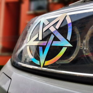 汽车大灯贴纸 镭射六芒星个性贴 七彩五角星创意车身玻璃装饰车贴