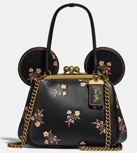 coach蔻驰2020新款迪士尼限量米妮碎花吻锁手提斜跨女包美国直邮