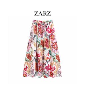 ZARZ 自制 欧美风 新款女装 2021民族风设计时尚潮流印花半身长裙