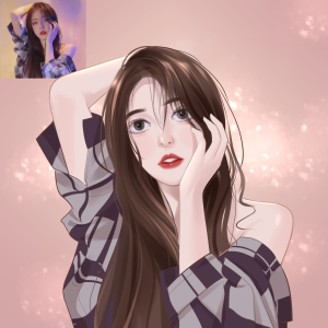 真人照片半写实肖像卡通漫画定制q版头像手绘画像情侣婚纱q版头像