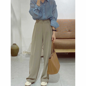 橄榄绿直筒裤子