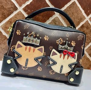 000人付款淘宝cream bear三猫时袋包包纯黑色猫咪包大容量女包单肩斜