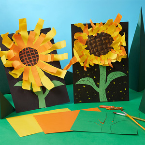 植树节儿童春天diy美术材料包 向日葵花朵太阳花彩纸粘贴益智手工