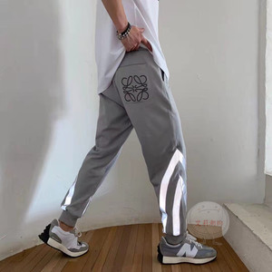 loewe/罗意威21ss秋冬厚款3m反光卫裤男女休闲运动抽绳小脚裤长裤